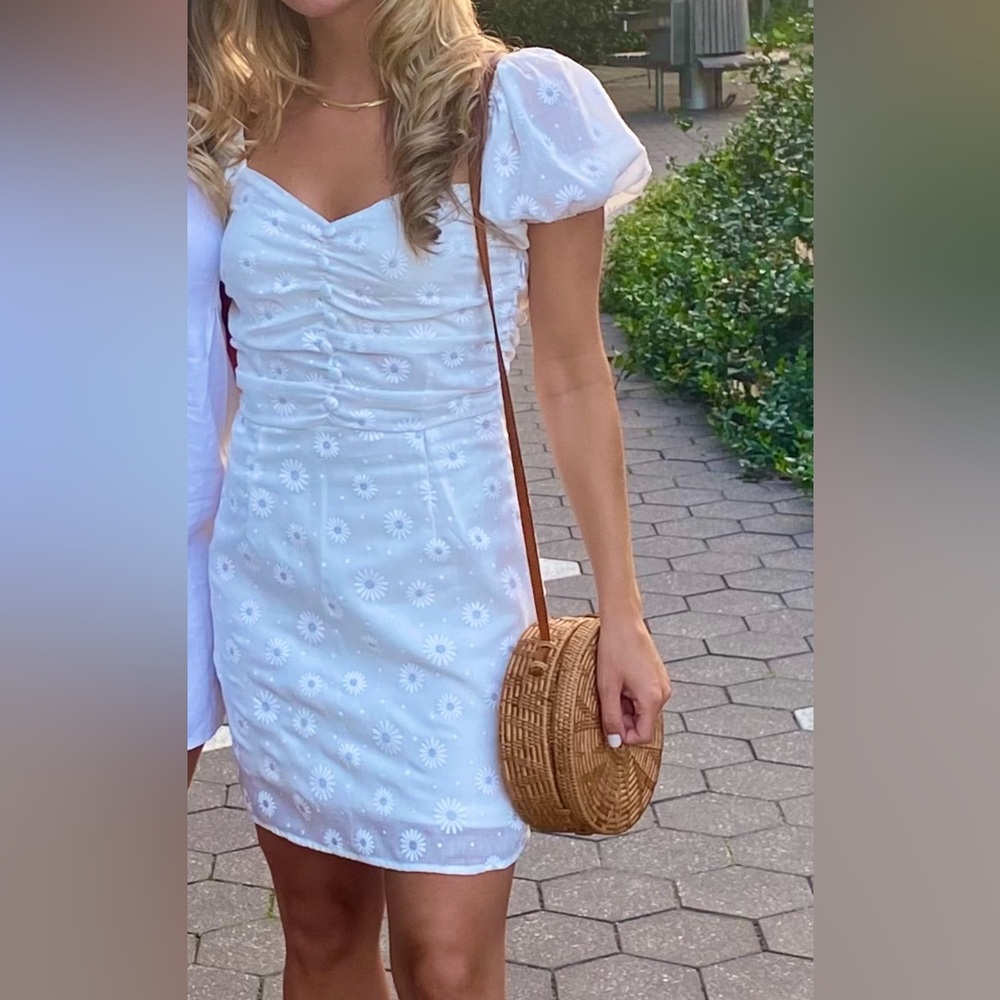 Cute floral white mini dress